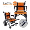 thumbnail image 2 of Silla de Ruedas de Traslado Ligera Plegable con Freno 4x4 naranja, 2 of 10
