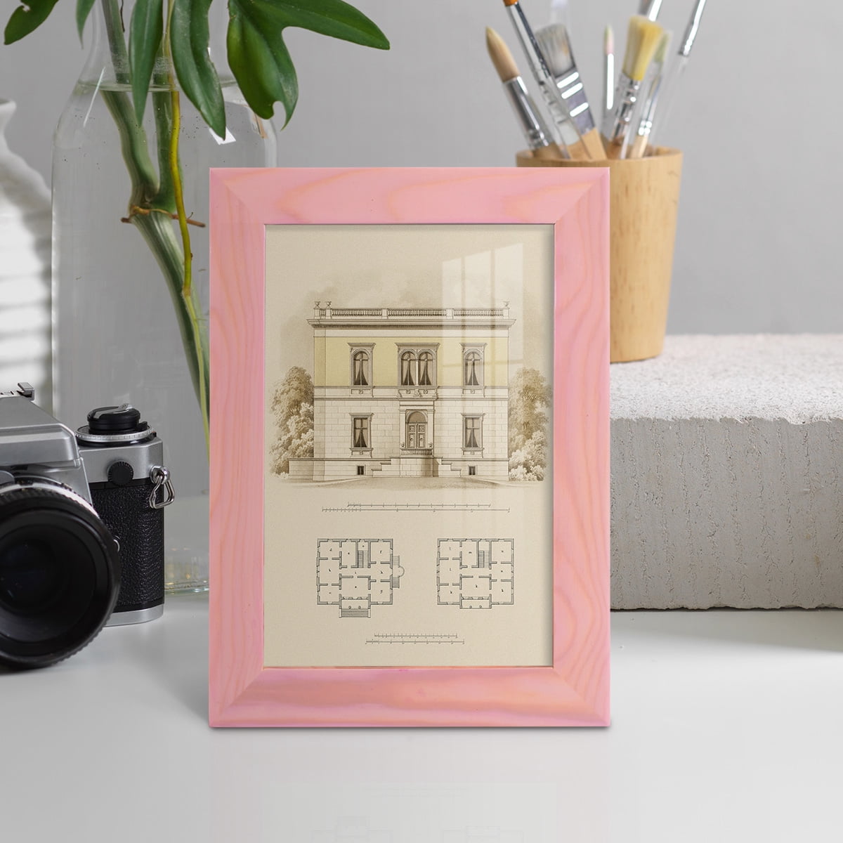 Estate and Plan V -Framed Print w/glass-Sunset Pink