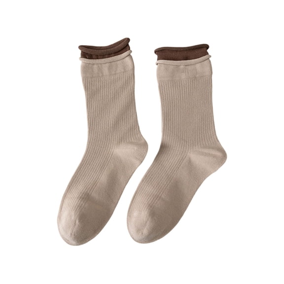 Wensltd Women Lace Trim Ankle Socks Cute Breathable Casual Solid Color Fashion Mid Calf Socks
