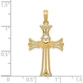 thumbnail image 5 of 14K Yellow Gold Claddagh Cross Pendant (34 X 18) Made In Peru c4243, 5 of 6
