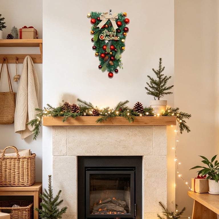 CRAGRSI 18 Inch christmas wreaths for front door PVC Pinecones Window ...