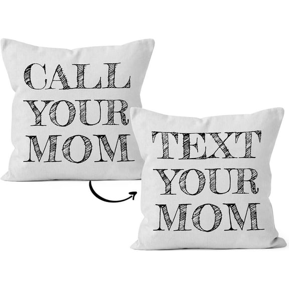 Funny Quote Call Text Your Mom Decorative Pillowcase Throw Pillow Cover, Graduation Gifts for Sofa Bedroom Room Home Children Dorm Decor 18 x 18 Inch Reversible Pillow Case