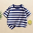 thumbnail image 2 of EnJoCho Children Casual Crewneck T Shirt Small Kids Summer Short Sleeved Stand Up Collar Striped Tops Boys Girls Casual Going Out Tshirt Tee Tops Clothes, 2 of 8