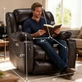 thumbnail image 4 of Power Lift Recliner Leather Chair Sofa with Massage & Heat, Lazy Boy Chair with Cup Holders, USB & Type-C Ports, Remote Control-Brown, 4 of 6