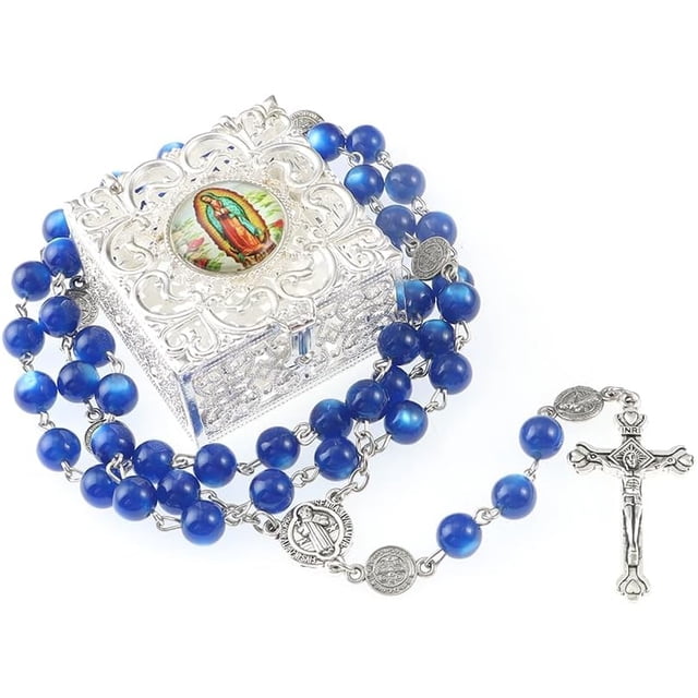 WHLHMK Chapelet Catholique avec Boîte à Bijoux en Métal