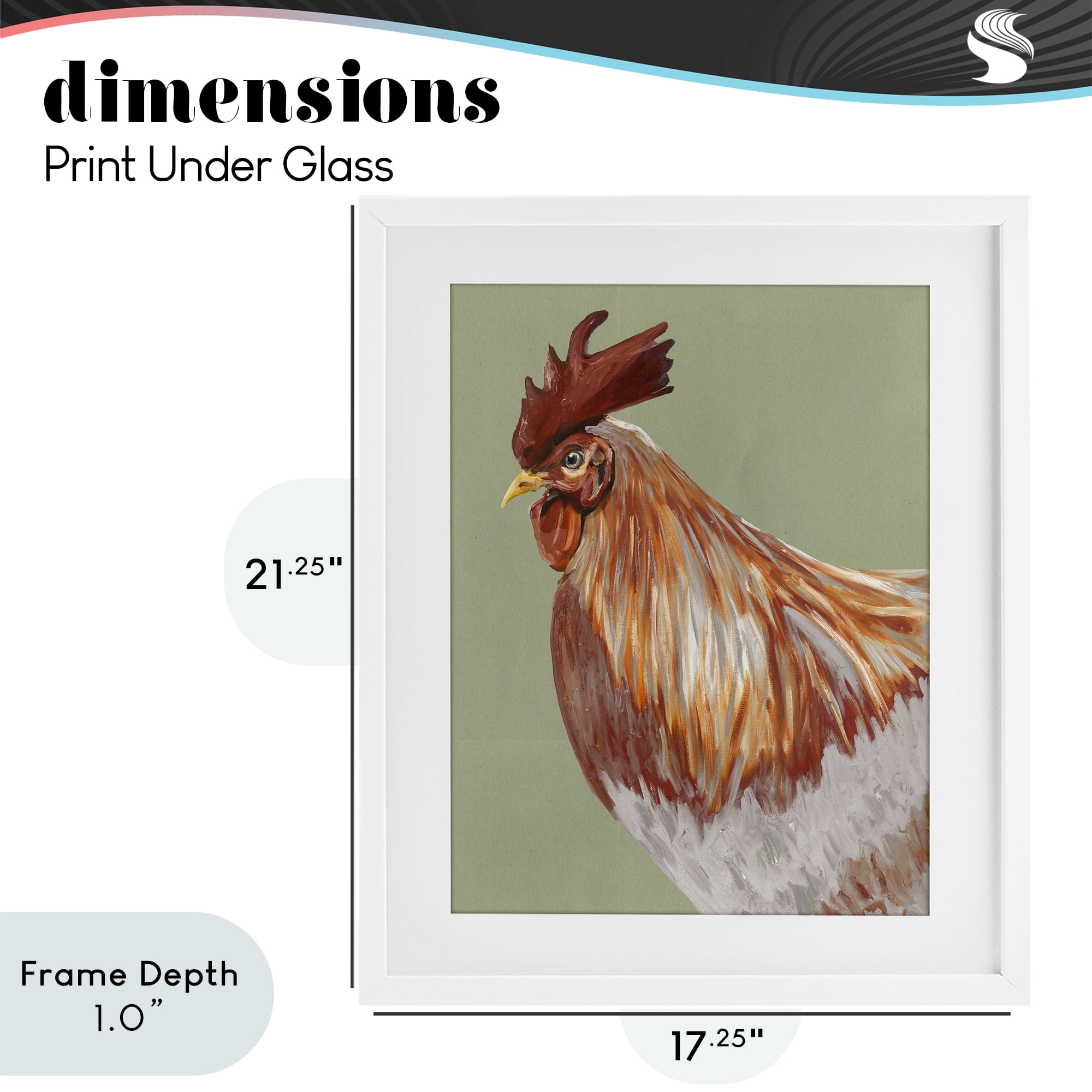 Stupell Industries Gallant Rooster Portrait White Framed Print Under Glass, design by Andy Beauchamp