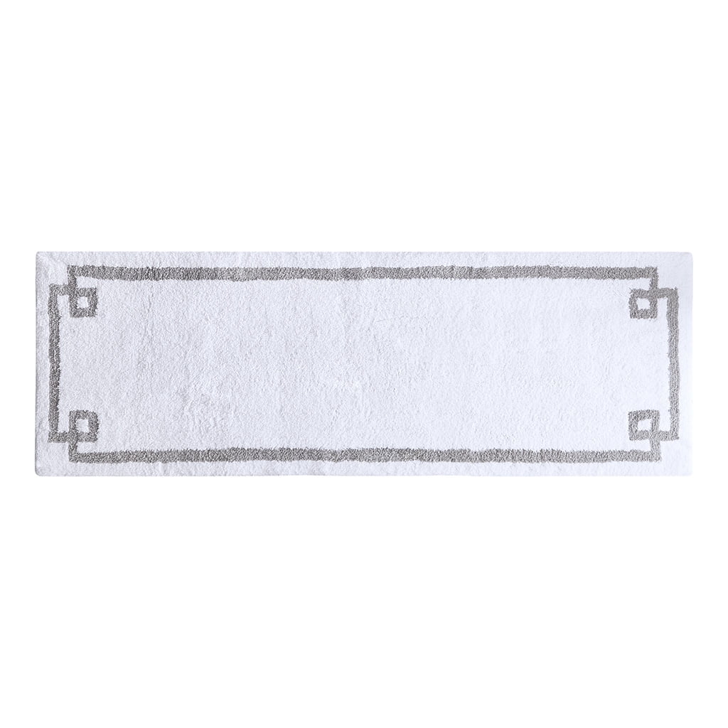 MAYEERTY 100% Medium Pile Cotton Tufted Bath Rug, White, 24"W x 72"L