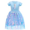 thumbnail image 1 of Disney Girl Frozen Anna Elsa Kids Princess Lentejuelas Vestidos Niño Cosplay Lentejuelas Ropa Adolescente Vestido de cumpleaños Fiesta Vestidos7-8Y Tag-140 Gao Jinjia LED, 1 of 2