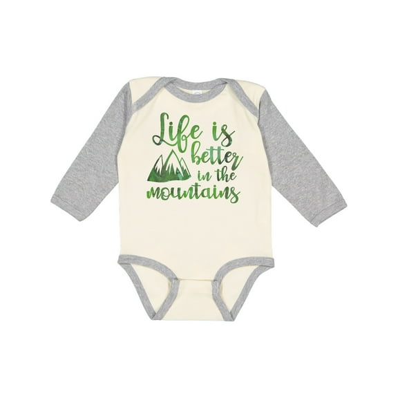 Inktastic Life's Better Mountains Girls Long Sleeve Baby Bodysuit