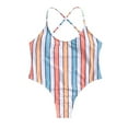 thumbnail image 2 of Women‘s Striped One-piece Swimsuit Color Blocking Sling Swimwear, 2 of 5