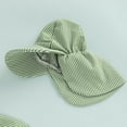 thumbnail image 3 of Glisme Boys Swim Set Toddler Baby Long Sleeve Swimsuit Striped Zipper Bathing Suit Swimwear With Hat 3Pcs Rash Guard Set Durable Green Beachwear Size 12-18 Months, 3 of 6