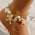 thumbnail image 4 of CFIOZYOS  Ankle Bracelet Set for Women, Gold Boho Bead Adjustable Anklet,  Beach Pearl Heart Starfish Foot Jewelry Gifts, 4 of 13