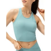 Andoer Slim Cut Women's Yoga Crop Tank Tops with Built-in Bra Pads for Workout and Running