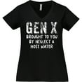 thumbnail image 3 of Inktastic Gen X Brought to You by Neglect and Hose Water Women's Plus Size V-Neck T-Shirt, 3 of 5