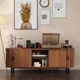 thumbnail image 2 of LEFHDA 62" TV Stand, Storage Cabinet and Entertainment Center with Tambour Door, Mid Century Modern TV Stand for Living Room, Modern TV Console Table for 65/70 Inch TV (Walunt), 2 of 7
