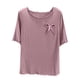 thumbnail image 2 of Pijama de manga corta para mujer, cuello redondo, color liso, informal, fino, interior, para el hogar, de poliéster, 2 of 3
