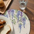 thumbnail image 3 of Purple Flowers Round 15 Inch Placemats Set of 6, Weeping Spring Floral Rustic Pastoral HeatResistant Non Slip Place Mats for Dining Table, Wipeable Braided Kitchen Table Mats for Housewarming, 3 of 9