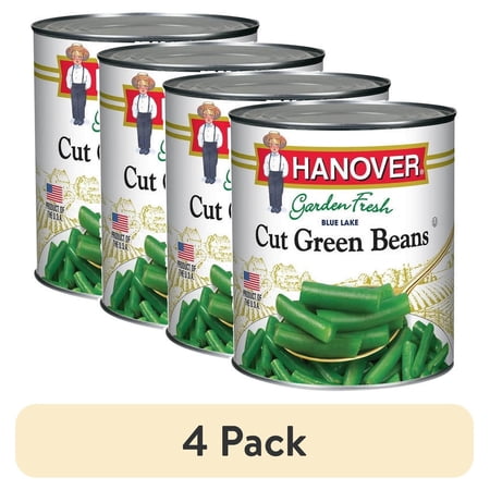 (4 pack) Hanover Garden Fresh Blue Lake Cut Green Beans, 102 oz Can – Value-Size Shelf-Stable Vegetables for Family Meals