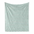 thumbnail image 1 of Japanese Soft Flannel Fleece Throw Blanket, Ocean Illustration Curvy Rippled Aqua Bubbly Sun and Rays, Cozy Plush for Indoor and Outdoor Use, 50" x 60", Sky Blue White, by Ambesonne, 1 of 6