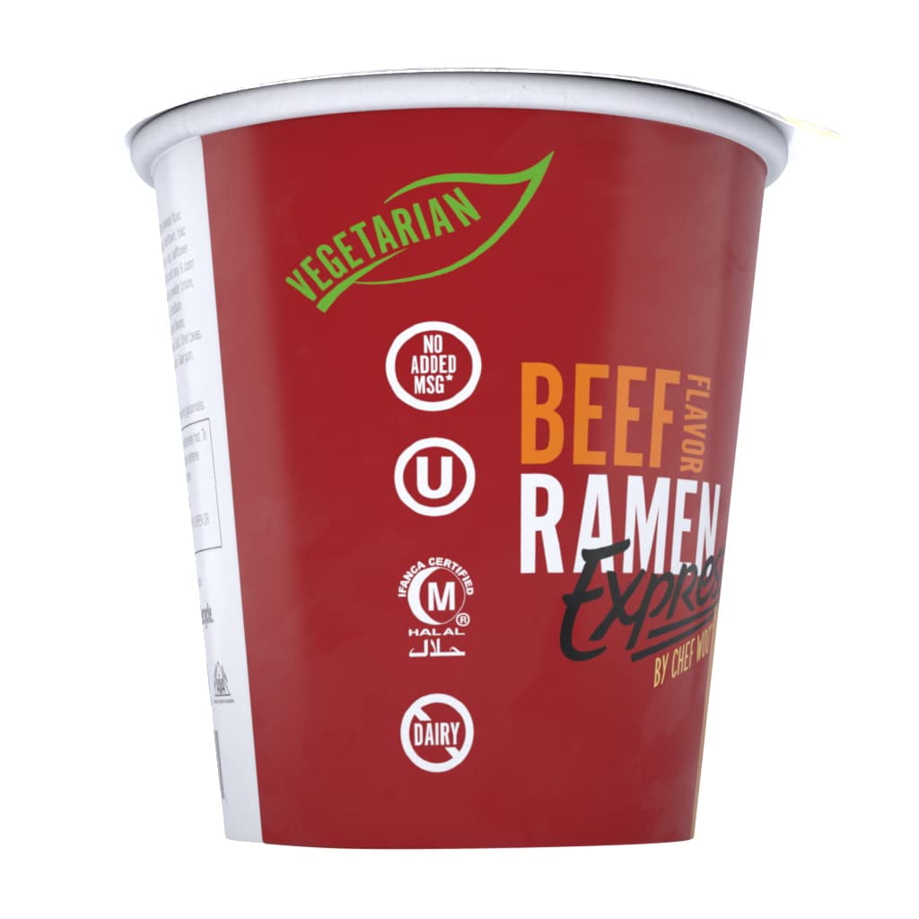 (12 pack) Ramen Express Beef Flavor Ramen Noodles, Vegan, Halal, Kosher, 2.25 oz Cup