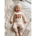 thumbnail image 6 of RUINIXCW Mama's Boy Outfit Newborn Baby Boy Hospital Coming Home Outfit Waffled Romper Infant Baby Girls Fall Winter Clothes Long Sleeve Jumpsuit Hat Set, 6 of 8