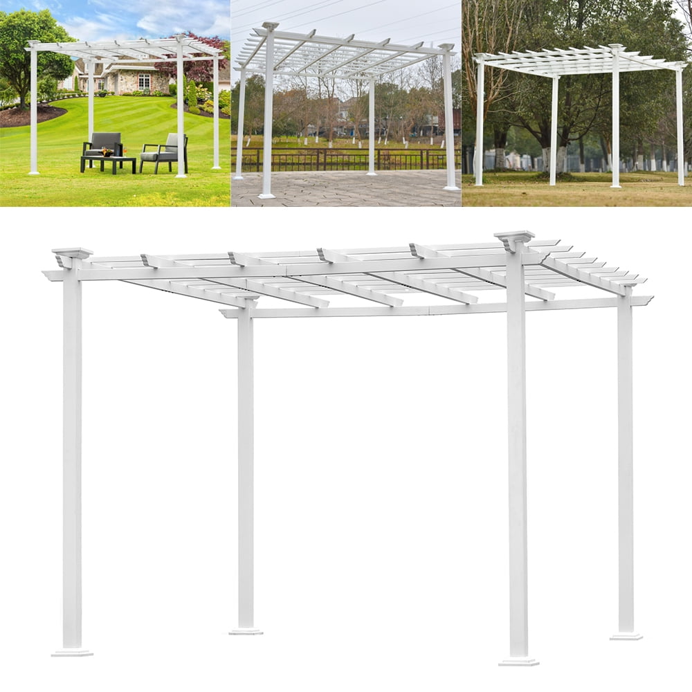 Jusddie 10"x 10" Gazebos Pergolas Sleek Seams Iron Chic Lid White
