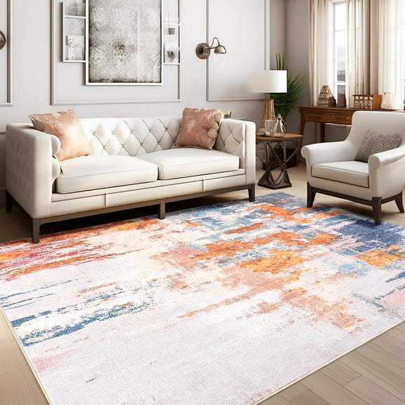 Lochas Modern Abstract Rugs Fluffy Vintage Area Rug for Living Room Bedroom Carpet Home Decor,5'x7',Beige