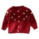 thumbnail image 1 of Hukapapa Suéter de invierno para niña, cárdigan bordado de punto para bebé, abrigo, ropa de lana para bebé, rojo, 90cm, 1 of 5