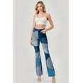 thumbnail image 2 of Patchwork High Waist Stretch 4 Tone Multi Color Block Boot Leg jean, 2 of 4