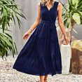 thumbnail image 2 of Gibobby Vestido largo casual de verano para mujer Vestido de manga corta estilo camiseta de verano informal con cintura para mujer(Marina,G), 2 of 5