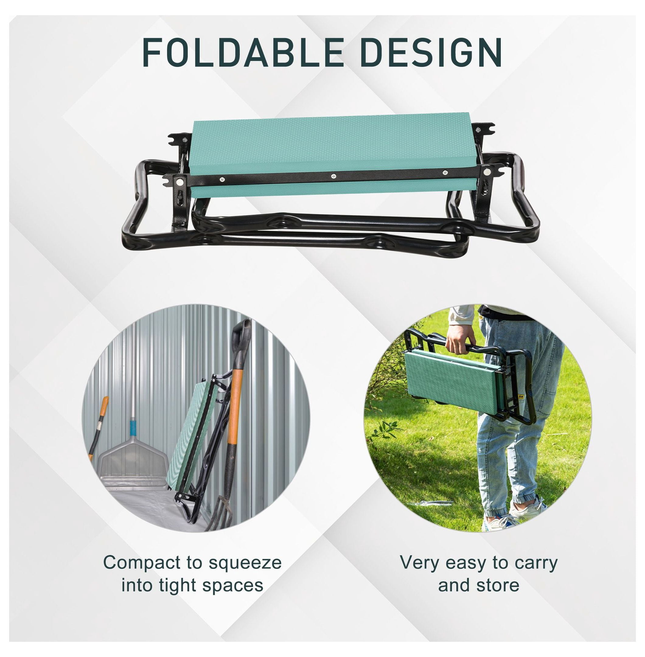 Garden Kneeler and Seat Bench - Padded Folding Stool for Planting