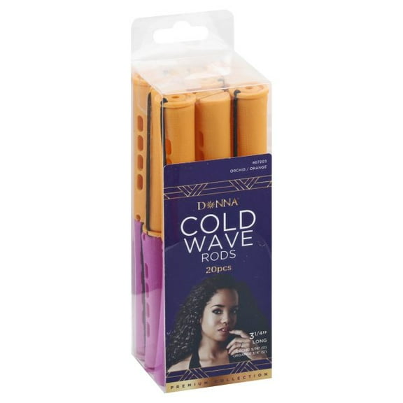 Donna Traditional Cold Wave Rods w/ Rubber Band, Orange/Orchid, 20 count