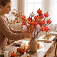 thumbnail image 6 of Artificial Pumpkins Stems Autumn Pumpkins Branches Fake Pumpkin Twig Picks for Thanksgiving Table Centerpieces Seasonal Home Floral Arrangement Vase Filler Decor B, 6 of 6