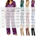 thumbnail image 3 of Silk Pajamas for Women 2 Piece Satin Pjs Cap Short Sleeve Sleepwear V Neck Shirt Long Pant Lounge Sets Blue L(L), 3 of 6