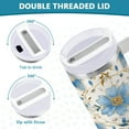 thumbnail image 5 of 40 oz Insulated Stainless Steel Tumbler Double Wall Stainless Steel Tumbler with 2-Way Drinking Elegant and Timeless Blue Flower, 5 of 9