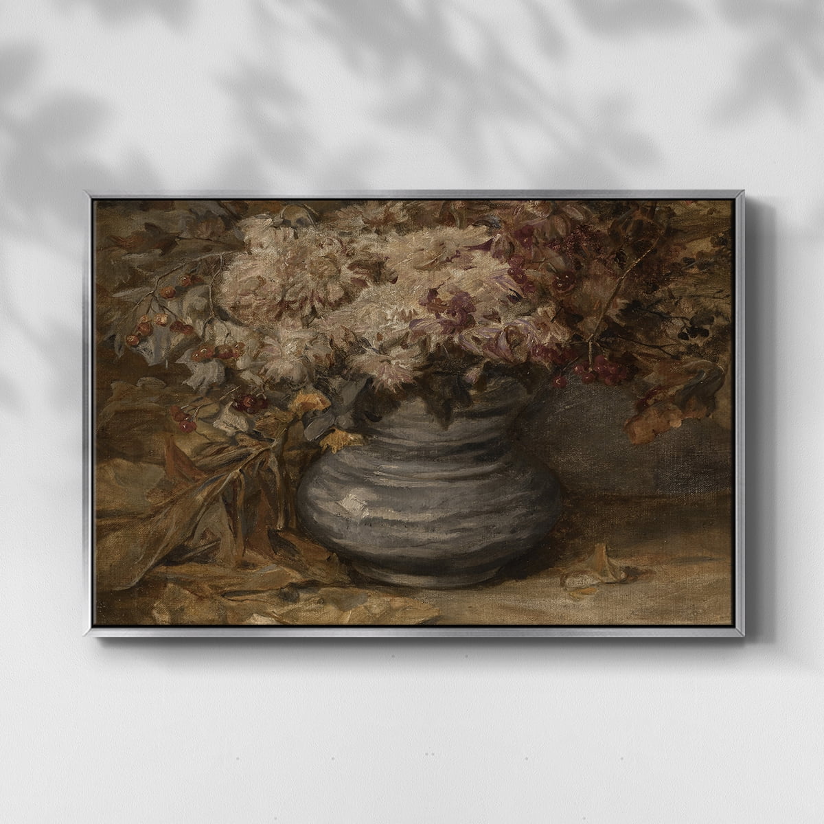 Vintage Botanical Print-LXIV By Wexford Home Framed in Silver Wood Gallery Wrapped Canvas 25 in. x 37 in.