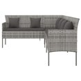thumbnail image 2 of vidaXL L-shaped Garden Sofa with Cushions Grey Poly Rattan, 2 of 5