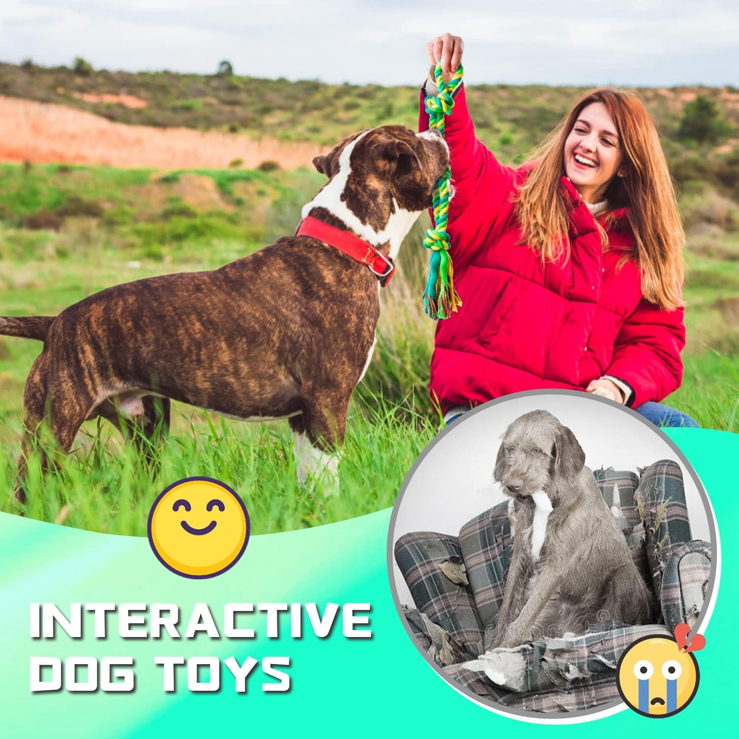 SHARLOVY XL Dog Chew Toys for Aggressive Chewers Large Breed, 14 Pack Tough Indestructible Dog Toys , Durable Puppy Chew Toys for Teething, Heavy Duty Cotton Dog Rope Toys for Large Dogs