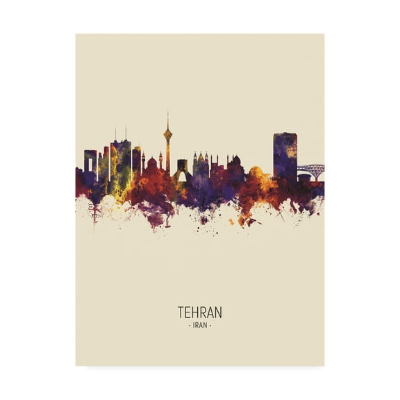 Trademark Fine Art 'Tehran Iran Skyline Portrait III' Canvas Art by Michael Tompsett