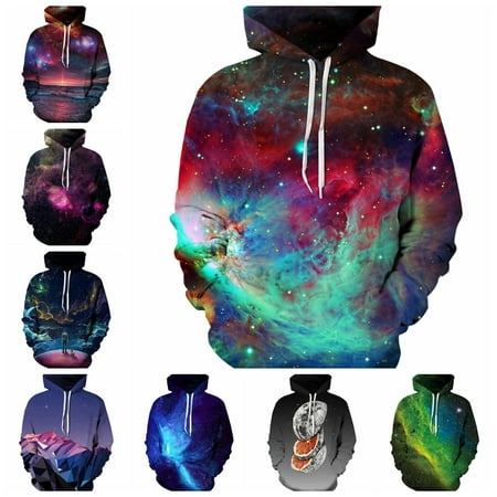 3D Print Hoodies Sweatshirts Men/Women Hoodies With Jacket Print Stars Nebula Loose Hooded Hoody Tops Lovers