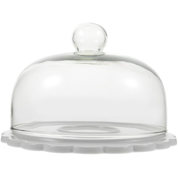 1 Set of Covered Cake Plate Round Cake Stand Dessert Display Dome Ceramic Cake Stand with Dome