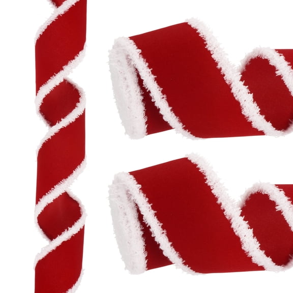 12 Yards x 2.5" Christmas Ribbon Velvet Ribbons Gift Wrapping Ribbon for Craft Birthday Wedding Festival Holiday Decoration, Red
