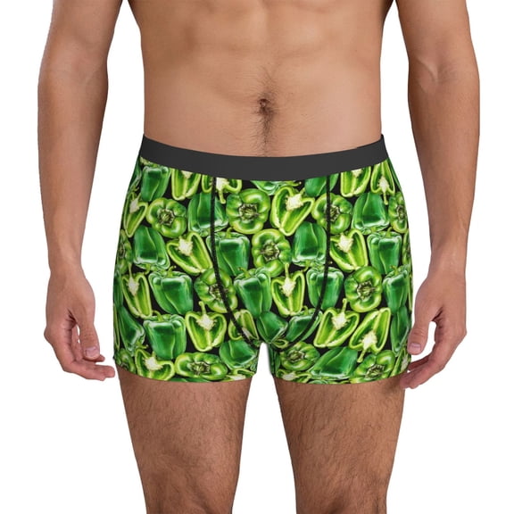Mens Underwear Boxer Briefs - green Bell Pepper funny Comfort Breathable men's boxer briefs with Flex Waistband