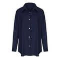 thumbnail image 5 of IROINNID Shirts for Women Long Sleeve Casual Button Down Loose Fitting Solid Blouse,Navy, 5 of 9