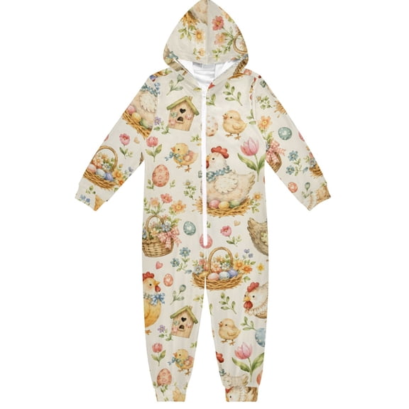 Chicken Coop Boys & Girls Hooded One-Piece Pajamas Warm Crystal velvet Hooded Long Sleeve Loungewear Jumpsuit Unisex