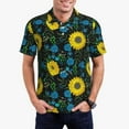 thumbnail image 3 of Balery Sunflowers And Blue Flower Printed Men’s Short Sleeve Polo Shirt, Midweight Men's Shirt,Golf Polo shirts -XX-Large, 3 of 9