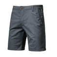 thumbnail image 4 of USNSM Men's Stretch Chino Short Slim Fit 10" Inseam Flat Front Shorts Summer Cotton Elastic Waist Casual Shorts with Pocket Gray 36, 4 of 5
