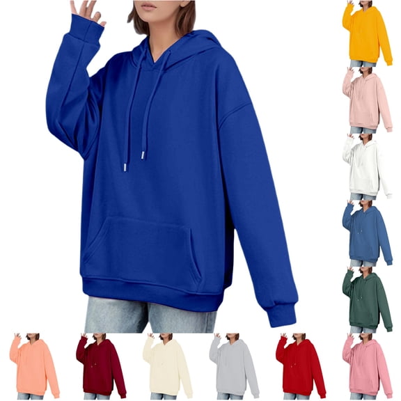 XIAOCHA Mens Solid Hoodie Loose Fit Fall Daily Long Sleeve Hooded Sweatshirts