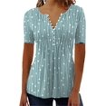 thumbnail image 4 of Dot Manga Corta Tops para las Mujeres 2024 Primavera Botón Blusas Sueltas Camisas Casuales V-Cuello Impreso Camisetas, 4 of 5