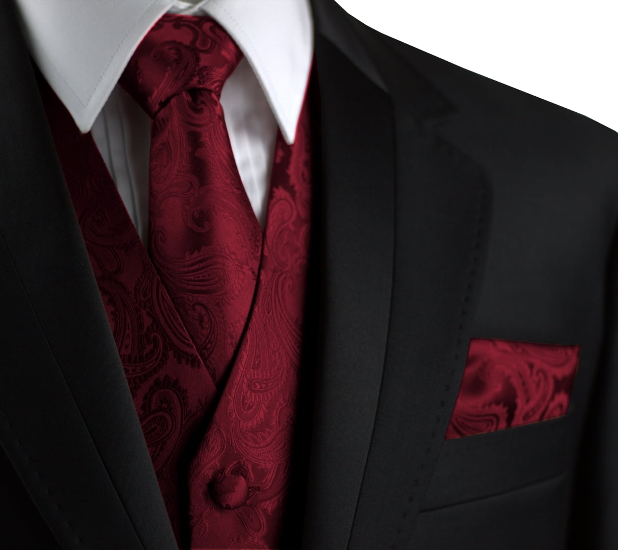New Men's formal Paisley vest tuxedo waistcoat_Neck tie burgundy wedding 5XL 6XL 